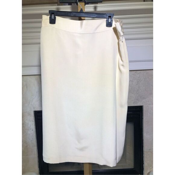 Ralph Lauren Black Label Women’s %100 Silk Cream Elegant Knee Length Silk Skirt - Picture 1 of 7